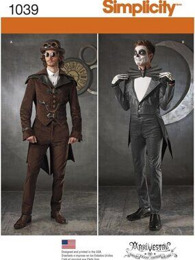 Simplicity 1039 Men's Steampunk Victorian Costume Sewing Pattern Sizes 46-52